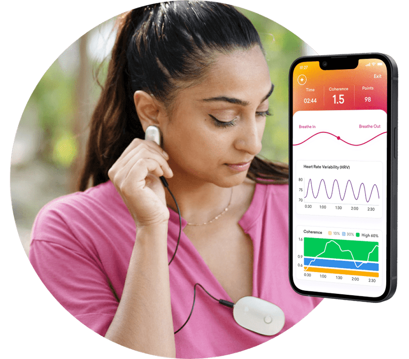 Image showing the HeartMath Inner Balance sensor and app image