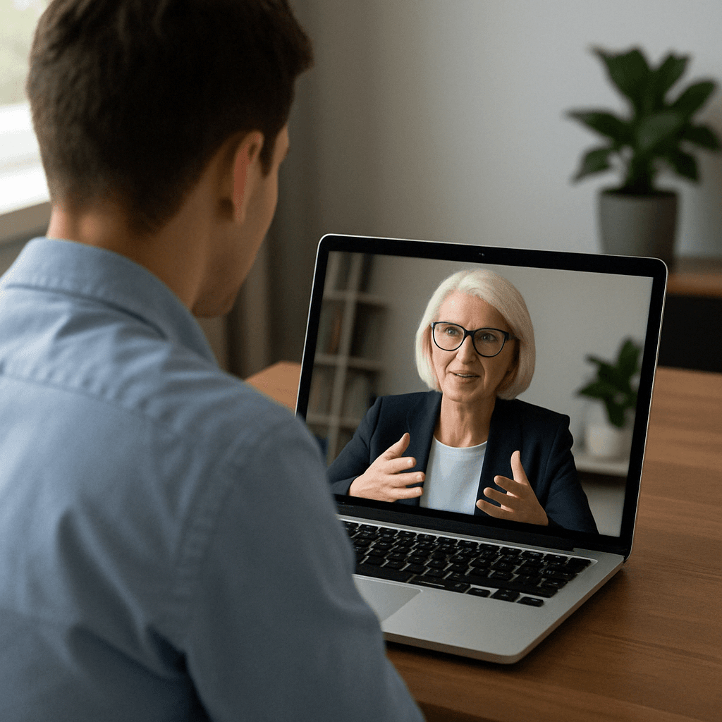 person on laptop coaching